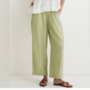 Requirements Linen Rayon Wide Leg Cropped Pull On Pants Size XL Green